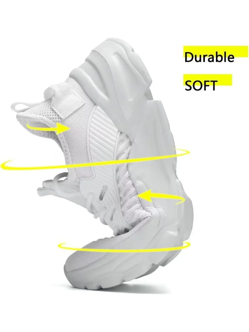 Men's White Lightweight Non Slip Resistant Athletic Sports Walking Gym Sneaker